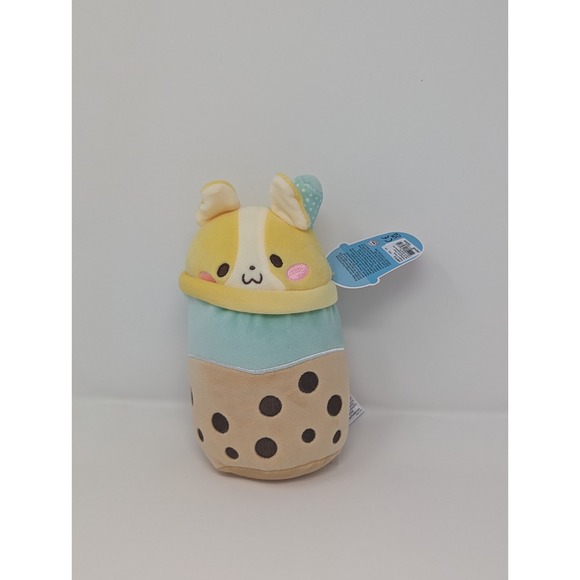 Puchi Gumi Lychee Tea Corgi Dog Plush Stuffed Animal Bean Bag Toy 8"‎ Boba NEW - Picture 1 of 1
